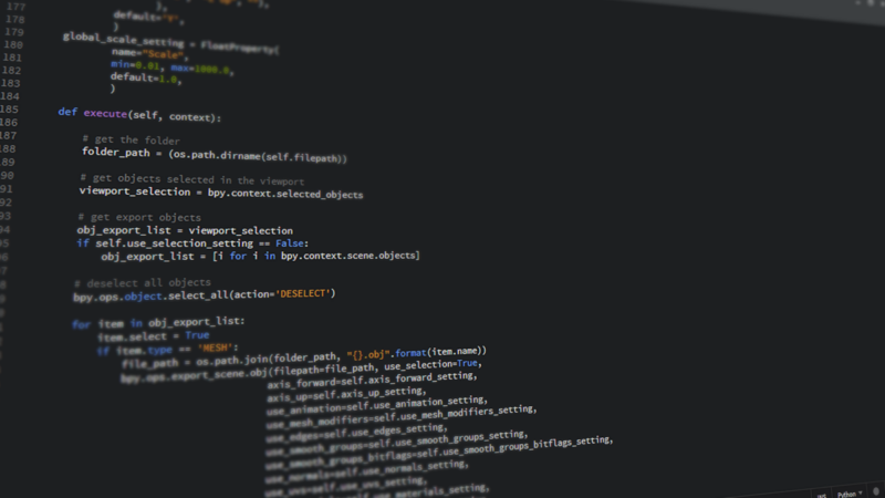 Close-up view of Python code on a computer screen, reflecting software development and programming.